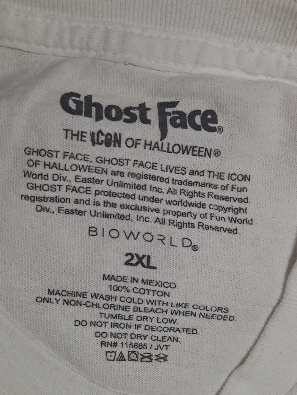 Ghost Face 'Call Me' Graphic Tee - White with Black & Red Print - Picture 10 of 10